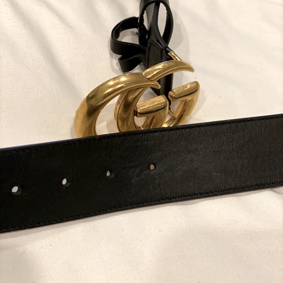 Gucci Double G buckle wide belt, black, Marmont style - Picture 3 of 6